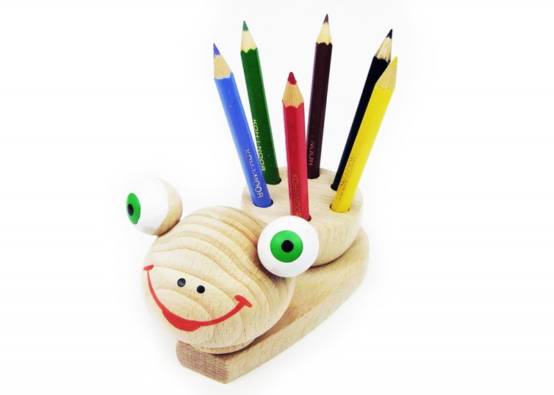 木のおもちゃ カエル 色鉛筆セット チェコ製［724-0-1902］　