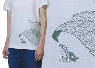 萬屋蛙商店　2016Tシャツ「葉脈蛙」葉柄バニラ　GSサイズ［2016THV-c166］