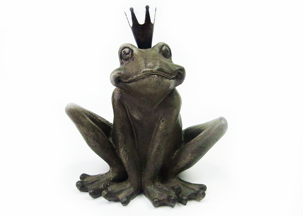 蛙の置物 冠カエルオブジェ「ストーニッシュ・クラウン・フロッグ」［CV-MS-02-1902］