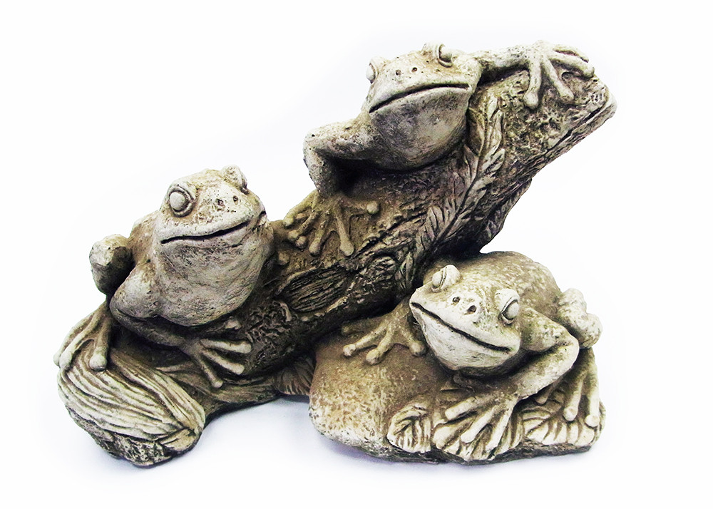 ガーデンオブジェ 石の蛙三匹　nn12843f-1906